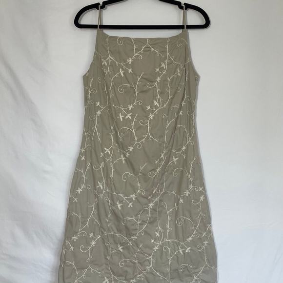 TOMMY HILFIGER Mini Dress Tan Embroidered Natural Fiber 100% cotton Size 8 - Picture 1 of 7